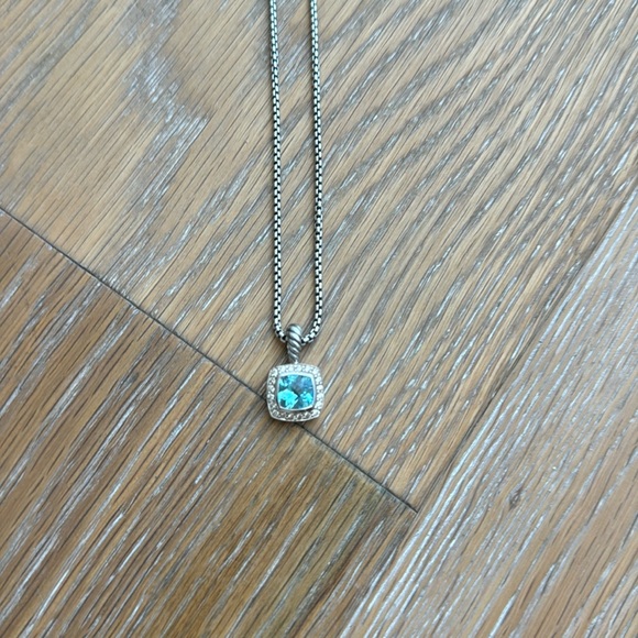 David Yurman Petite Albion® Pendant Necklace in Blue Topaz and Pave Diamonds - Picture 2 of 9